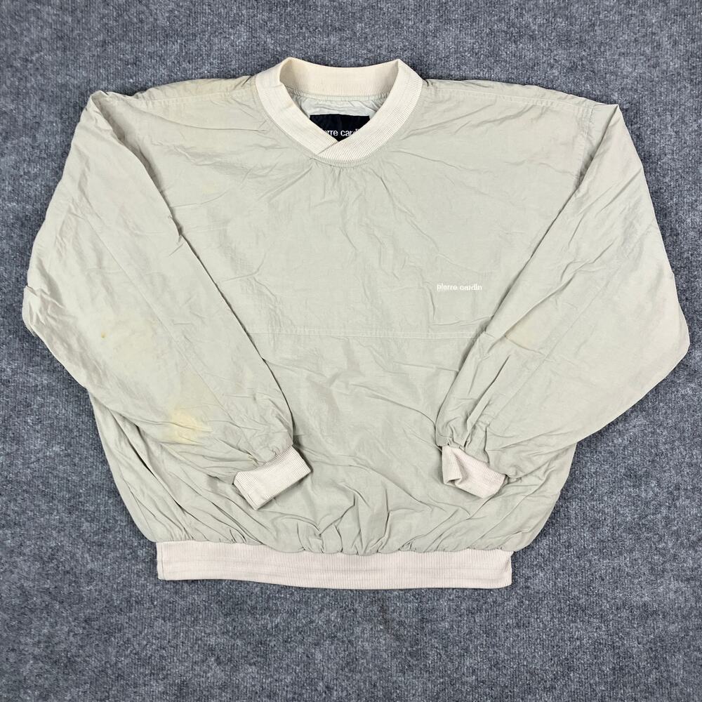 Pierre Cardin Jacket Mens L Beige Pullover Windbreaker Lightweight Retro‎ 90s